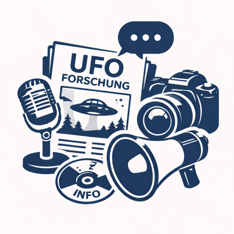 Medien öffenen Icons für Medienbereiche: Zeitschrift, Mikrofon, Kamera und Megafon